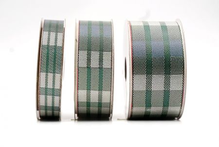 Jägergrün und Grau Modern Plaid-Ribbon_AI